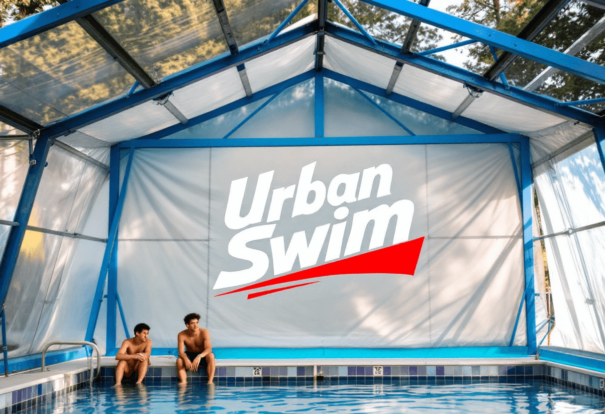 Vue intérieure d'une tente de piscine mettant en valeur la protection.